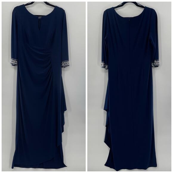 Alex Evenings Jeweled Cuff Column Gown in Cobalt Size 12 - Picture 2 of 14